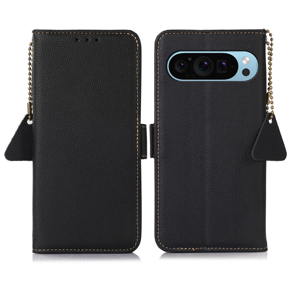 TJ For Google Pixel 9 Case RFID Blocking Genuine Cow Leather Flip Phone Cover TJ For Google Pixel 9 Case RFID Blocking Genuine Cow Leather Flip Phone Cover